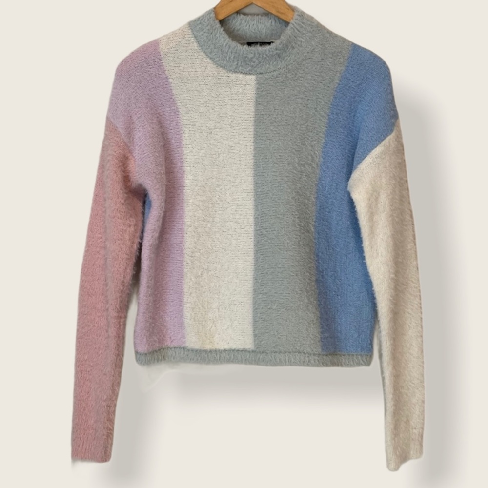 Wild Fable pastel striped fuzzy sweater S